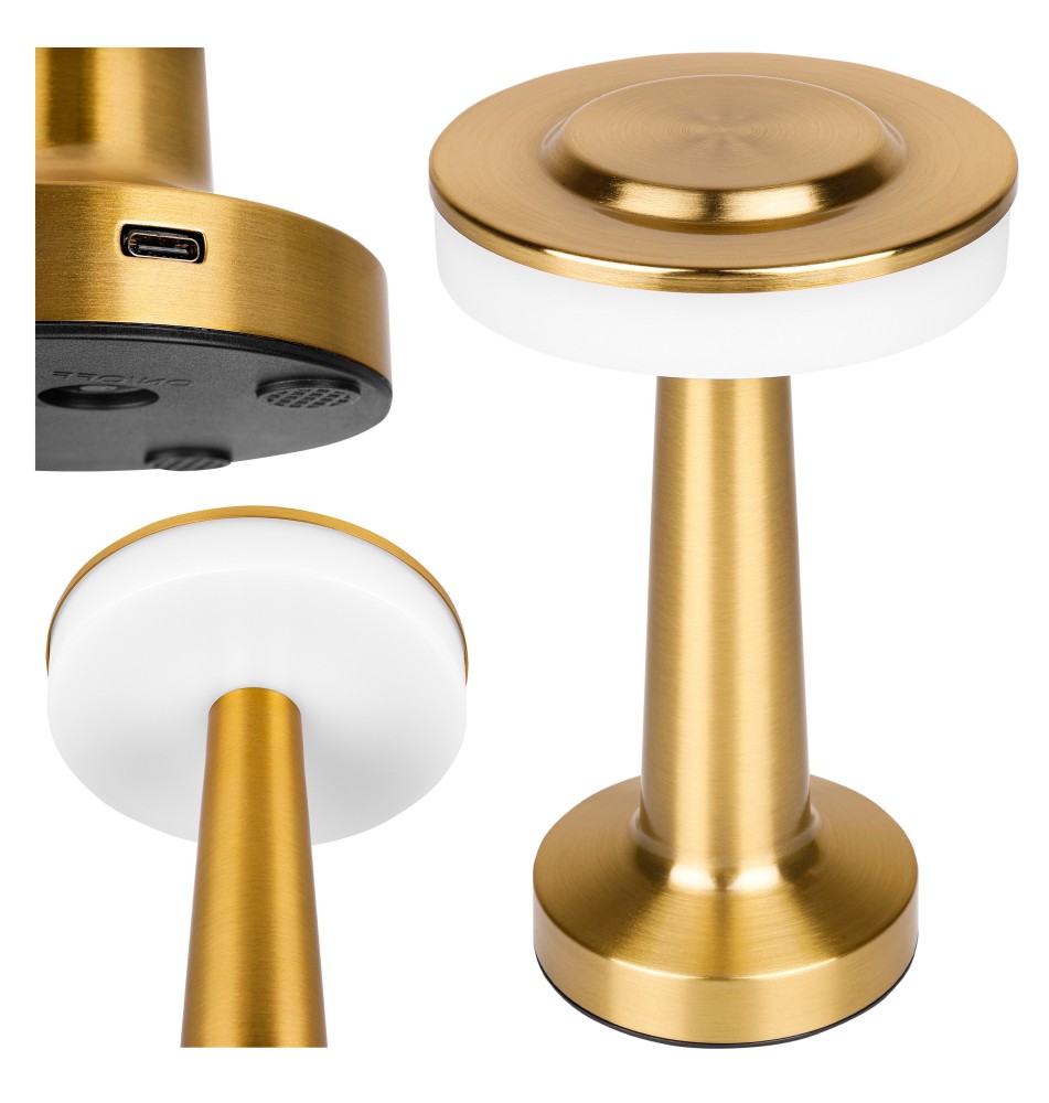 Zulu LED 3CCT Rechargeable Desk Lamp, Gold | LVT
