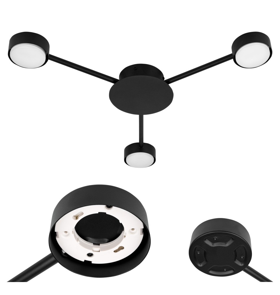 Żyrandol LED GX53 Zibo x3 65cm czarny | LVT