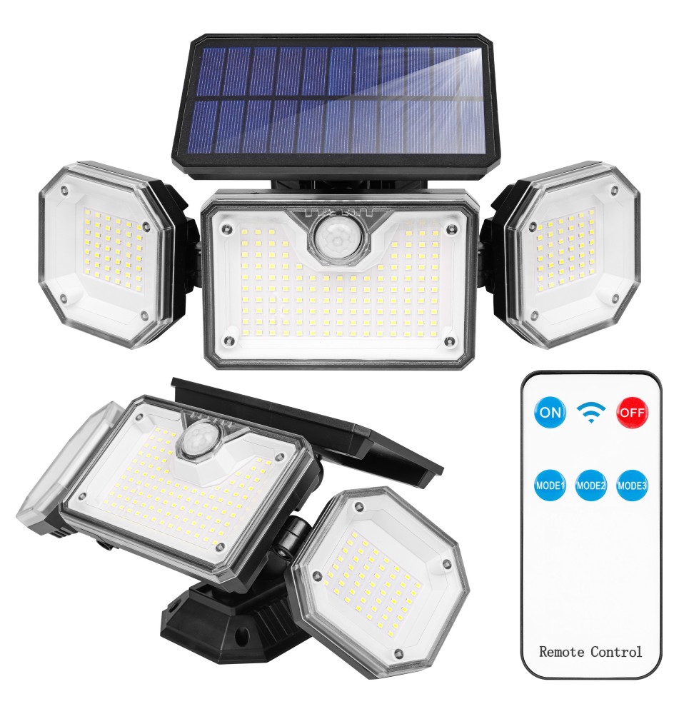 Naświetlacz LED solarny 226xSMD PIR pilot