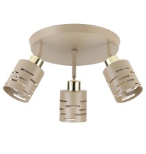 Kinkiet E27 LED Elen ruchomy x3 beż+złoty okrąg | LVT