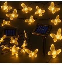 Girlanda LED solarna 20 LED 580cm motylek | LVT