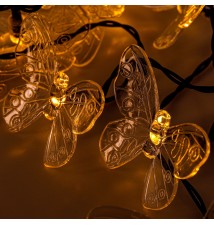 Girlanda LED solarna 20 LED 580cm motylek | LVT