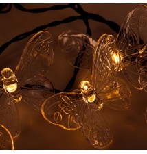 Solar LED String Lights, 20 LEDs, 580 cm, Butterfly Design | LVT