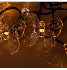 Girlanda LED solarna 20 LED 580cm motylek | LVT