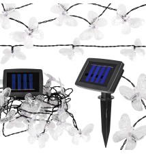 Solar LED String Lights, 20 LEDs, 580 cm, Butterfly Design | LVT