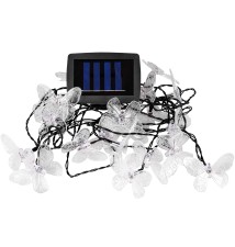 Girlanda LED solarna 20 LED 580cm motylek | LVT