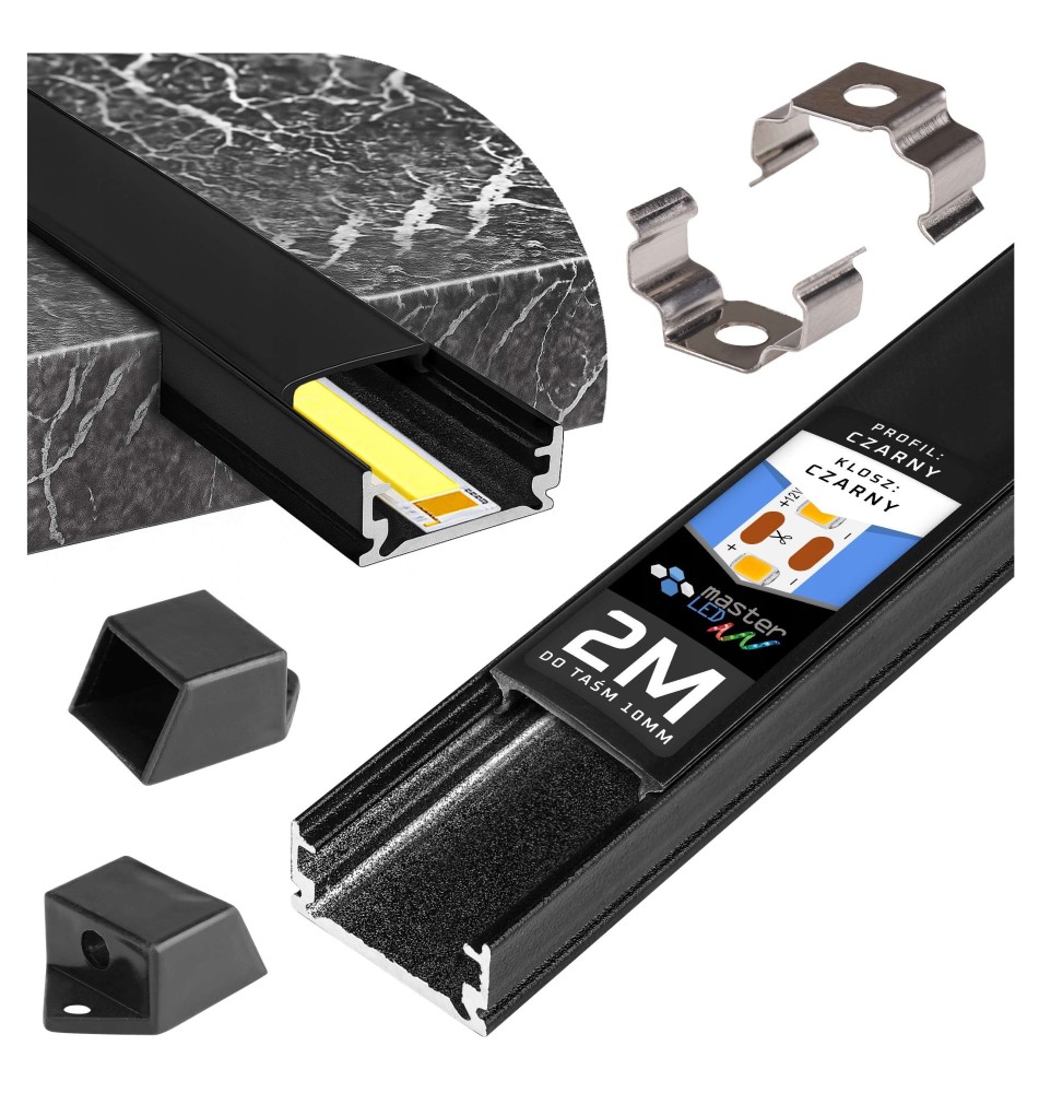Masterled Slim LED Profile, 2 m, Black | LVT