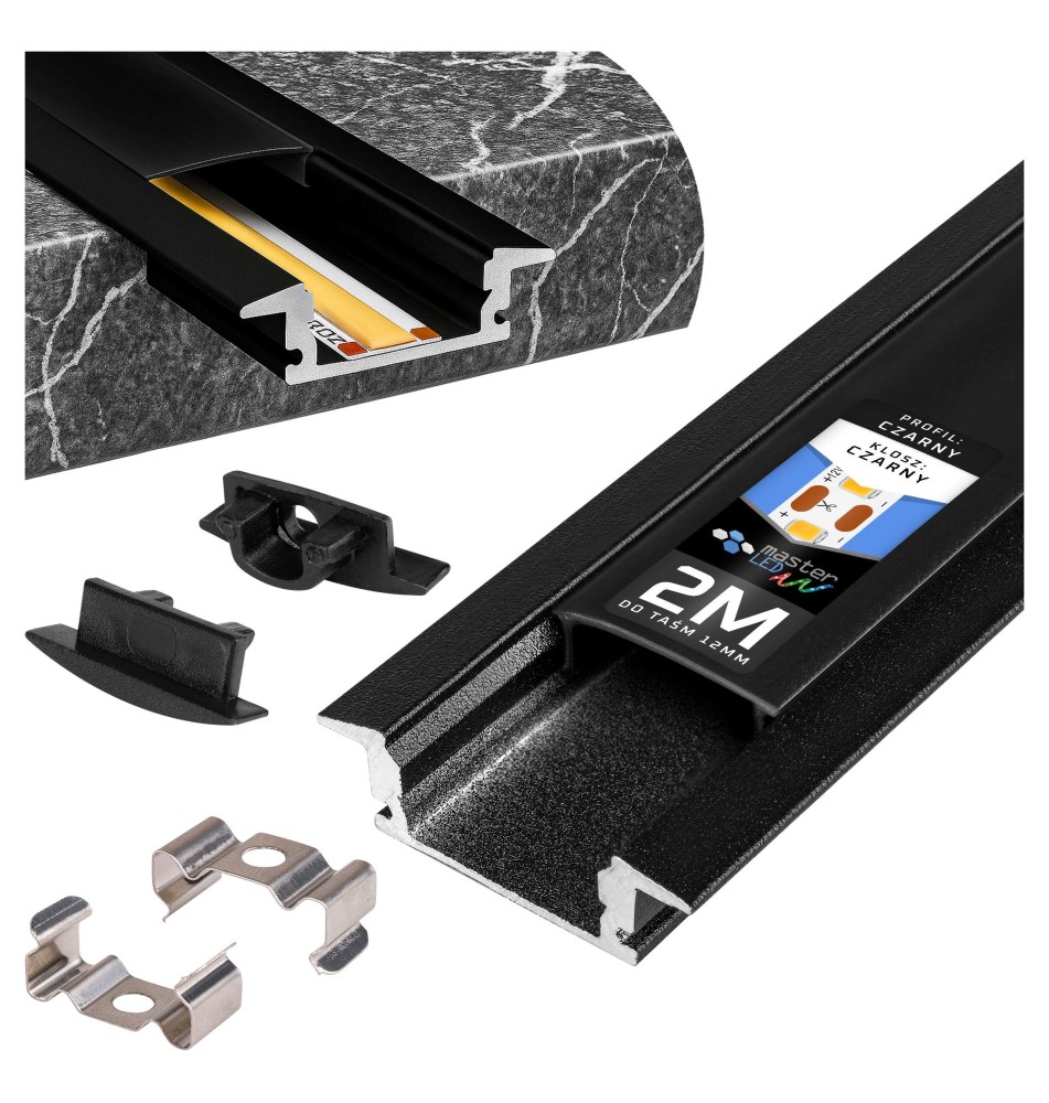 Masterled Recessed LED Profile, 2 m, Black | LVT