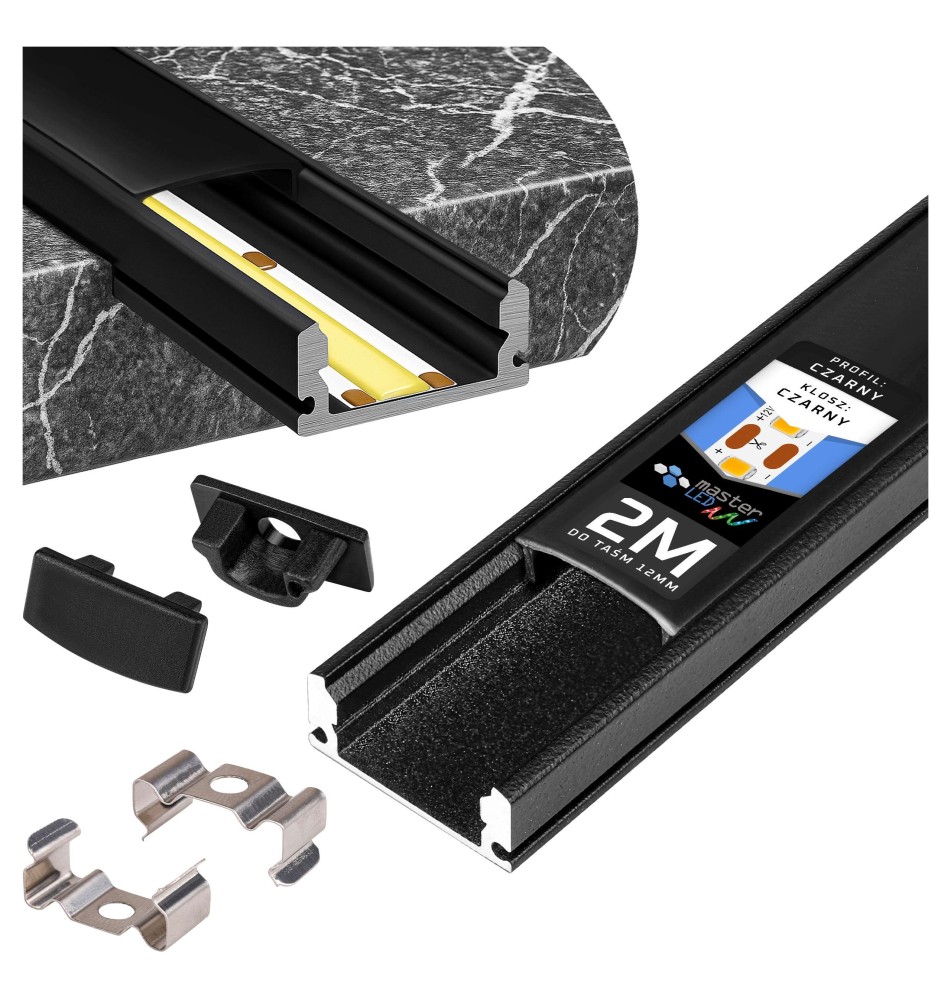 Masterled Surface-Mounted LED Profile, 2 m, Black | LVT