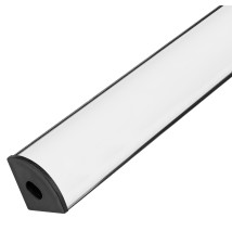 2-meter black corner profile with frosted glass cover | LVT