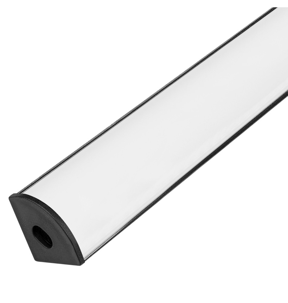2-meter black corner profile with frosted glass cover | LVT