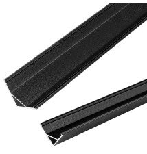 2-meter black corner profile with frosted glass cover | LVT