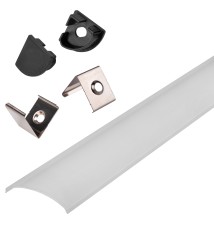 2-meter black corner profile with frosted glass cover | LVT