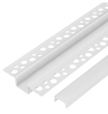 50x12 PVC LED Profile, Recessed for Drywall, White, 2 m, Opaque | LVT