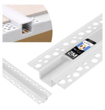 50x12 PVC LED Profile, Recessed for Drywall, White, 2 m, Opaque | LVT