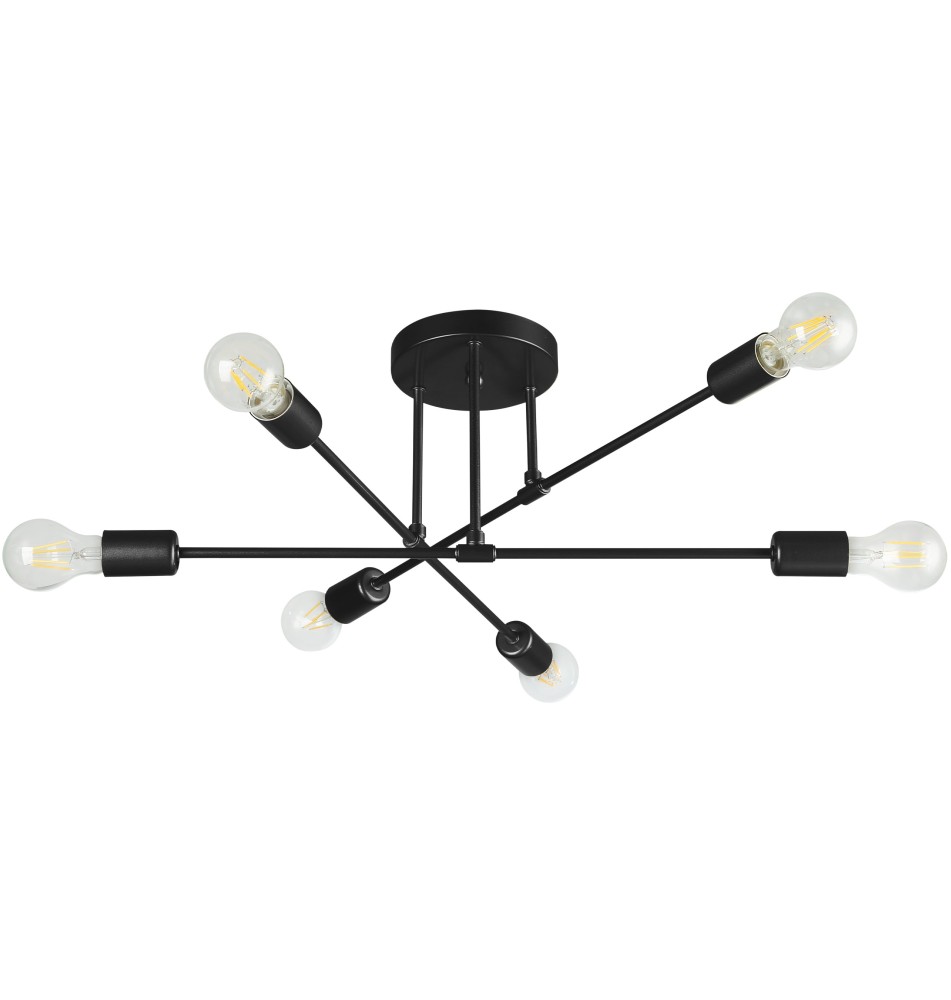 Żyrandol LED E27 Eliot 70cm x6 czarny | LVT