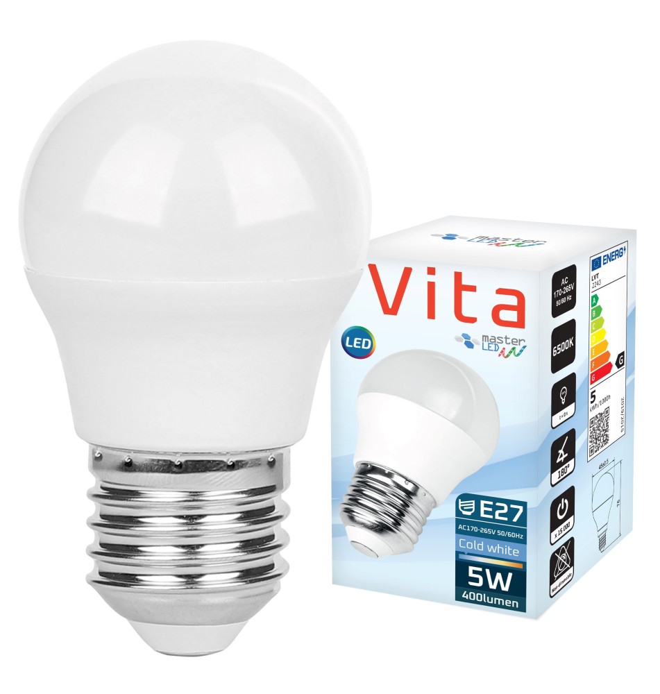 Vita E27 G45 LED Bulb 6200K 5W 2835 230V | LVT