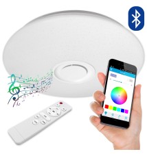 Porto 48W 400mm RGBW CCT LED Ceiling Light with Speaker and Remote Control. | LVT