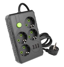 Przedłużacz Modi czarny 4x230V + 3x USB-A.