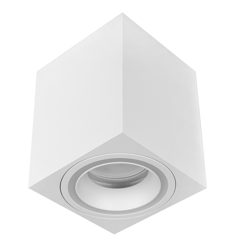 GU10 Surface-Mounted Square Light Fixture, 80x100, White Acrylic. | LVT