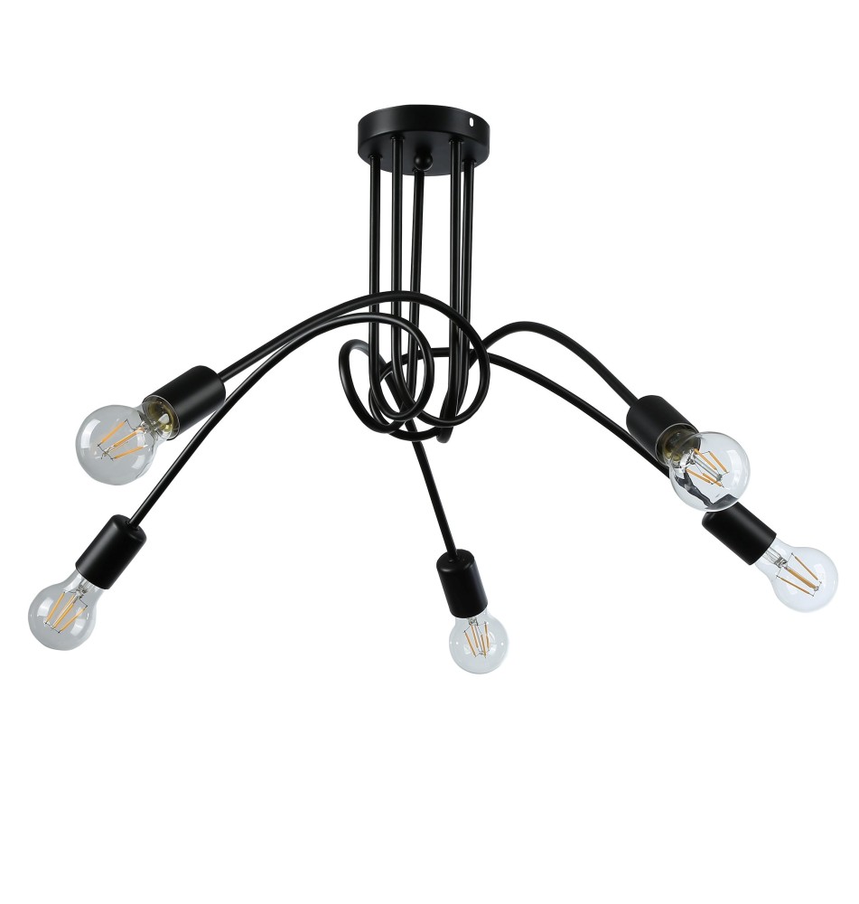 Nido E27 LED Chandelier, 5-Light, Black. | LVT