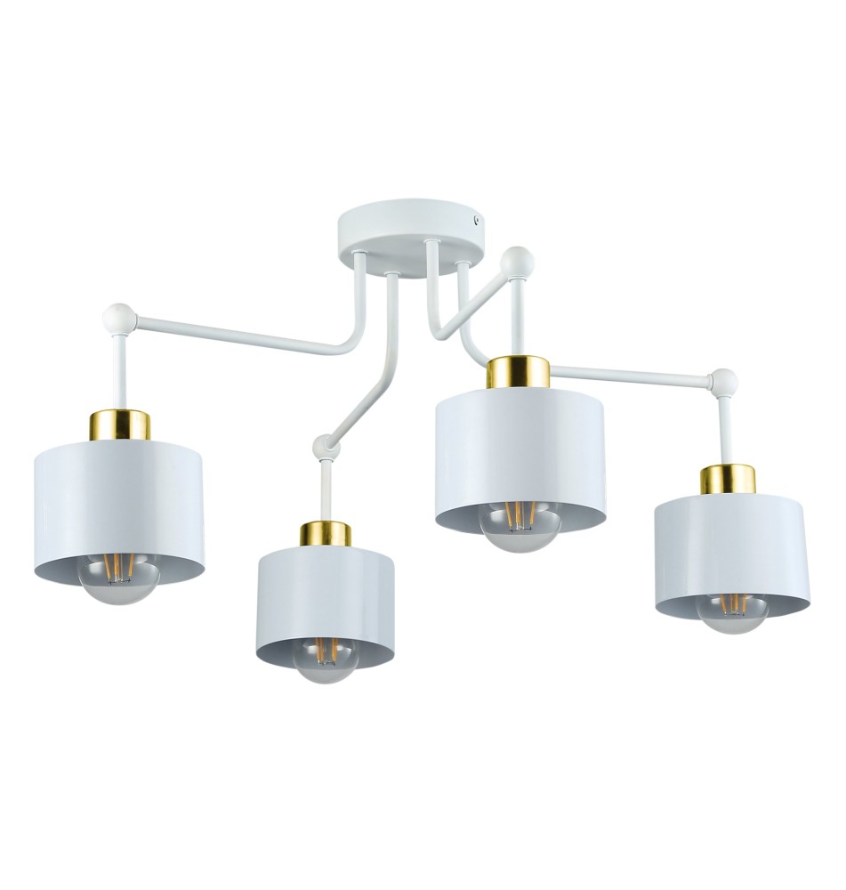 Elza E27 LED Wall Sconce, 4-Pack, White + Gold, Round. | LVT