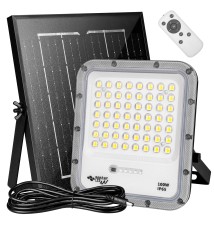Miki 100W Solar SMD LED Floodlight with Remote Control, 4500K | LVT