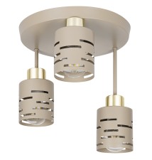 Elen E27 LED Wall Sconce, 3-Pack, Beige + Gold, Round | LVT