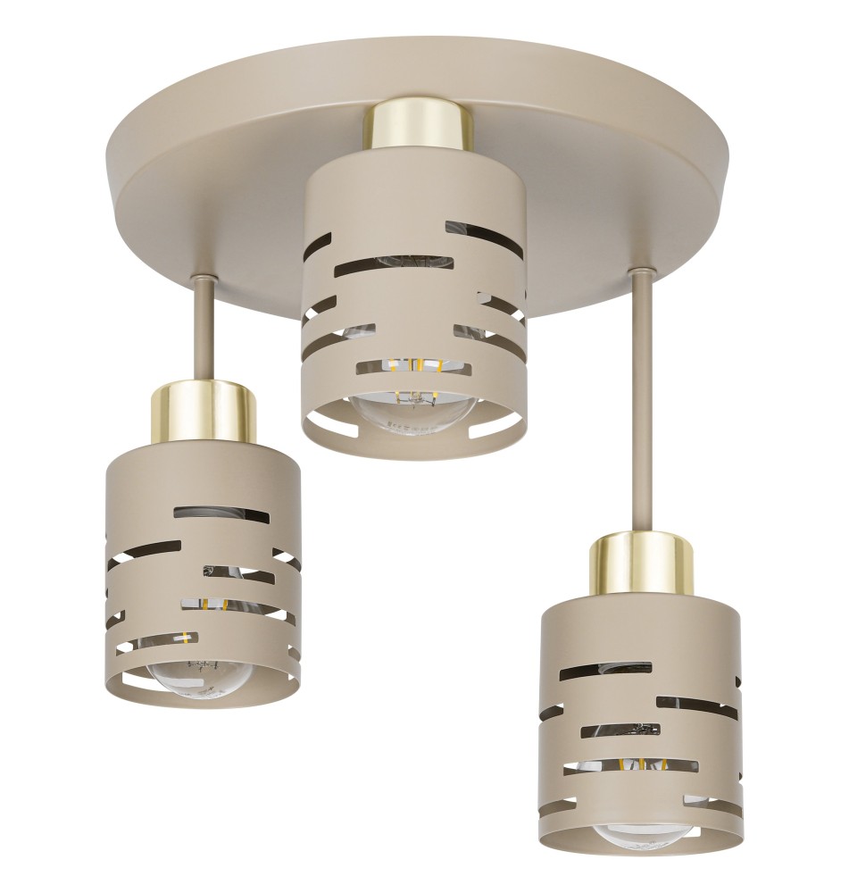 Kinkiet E27 LED Elen x3 beż+złoty okrągły | LVT
