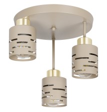 Elen E27 LED Wall Sconce, 3-Pack, Beige + Gold, Round | LVT