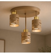 Kinkiet E27 LED Elen x3 beż+złoty okrągły | LVT