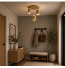Elen E27 LED Wall Sconce, 3-Pack, Beige + Gold, Round | LVT