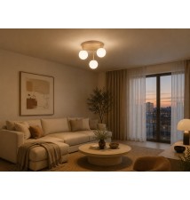 Kinkiet E27 LED Bali-12 29cm x3-2 beż+złoty | LVT