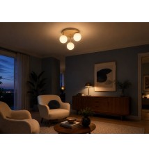 Kinkiet E27 LED Bali-12 29cm x3-2 beż+złoty | LVT