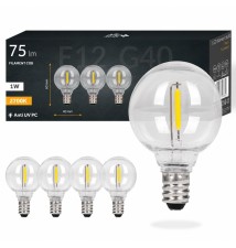 E12 Filament G40 24V 1W LED Bulb, Pack of 5 | LVT