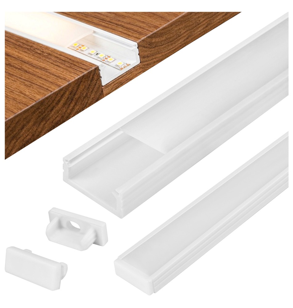 16x7 Slim White 1m PVC LED Profile, Frosted 2 | LVT