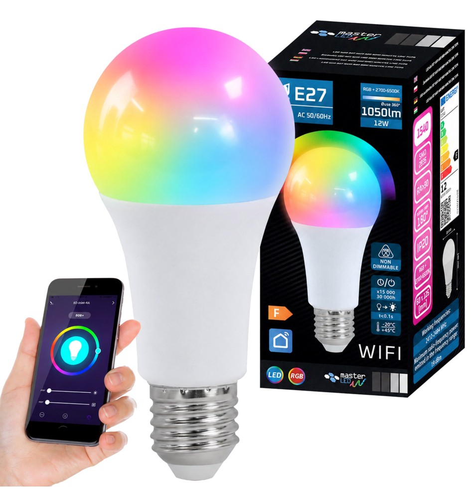 Żarówka LED E27 WIFI A60 RGB+WW/CW 12W TUYA | LVT