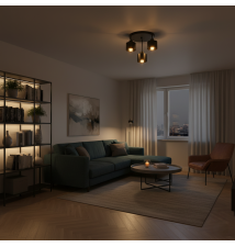 Kinkiet E27 LED Elza x3 czarny okrągły | LVT