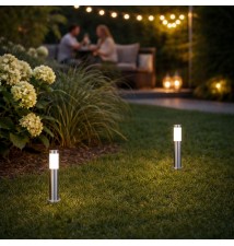 Sora E27 Silver Wall-Mounted LED Garden Light | LVT