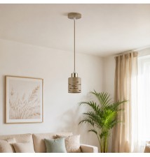 Elen E27 Pendant Light x1, Beige + Gold | LVT