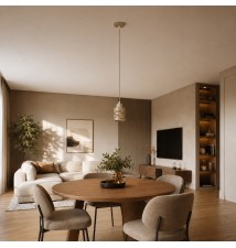 Elen E27 Pendant Light x1, Beige + Gold | LVT