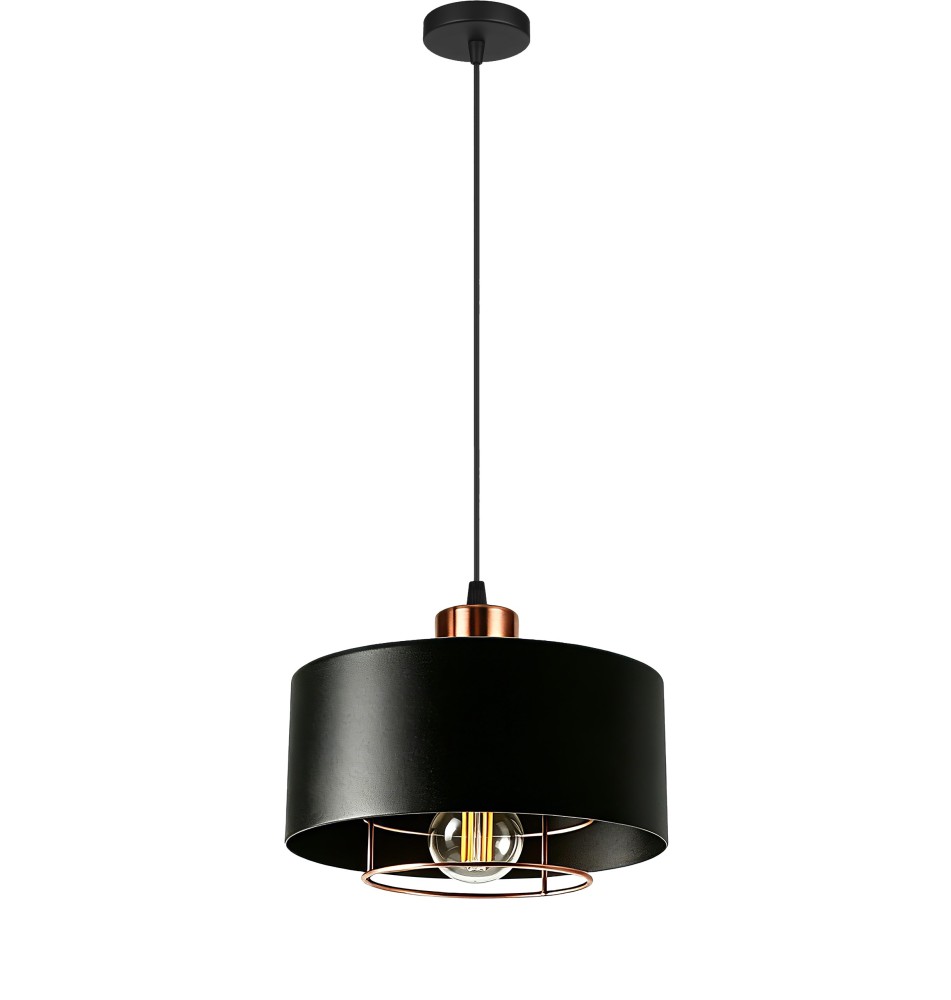 Nilo 20 cm E27 Pendant Light, Black + Copper | LVT