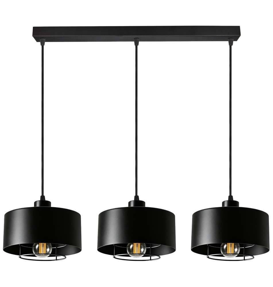 Oprawa wisząca E27 Nilo x3 20cm czarna | LVT