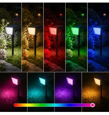 Lampa LED solarna wbijana reflektor RGBW | LVT