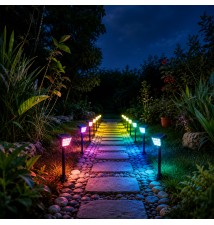 Lampa LED solarna wbijana reflektor RGBW | LVT
