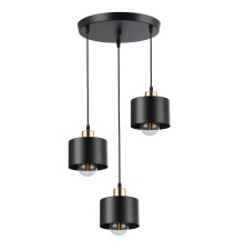 Elza E27 Pendant Light, Set of 3, Round, Black + Copper | LVT