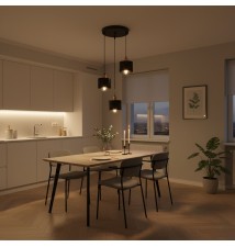 Elza E27 Pendant Light, Set of 3, Round, Black + Copper | LVT