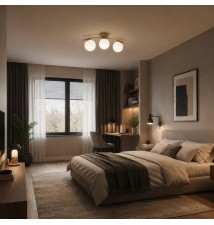 Bali-12 E27 LED Chandelier, 51 cm, 3-light, beige + gold | LVT