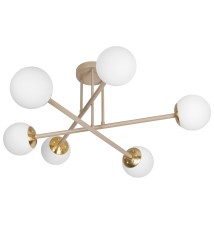 Żyrandol LED E27 Bali-12 74cm x6 beż+złoty | LVT