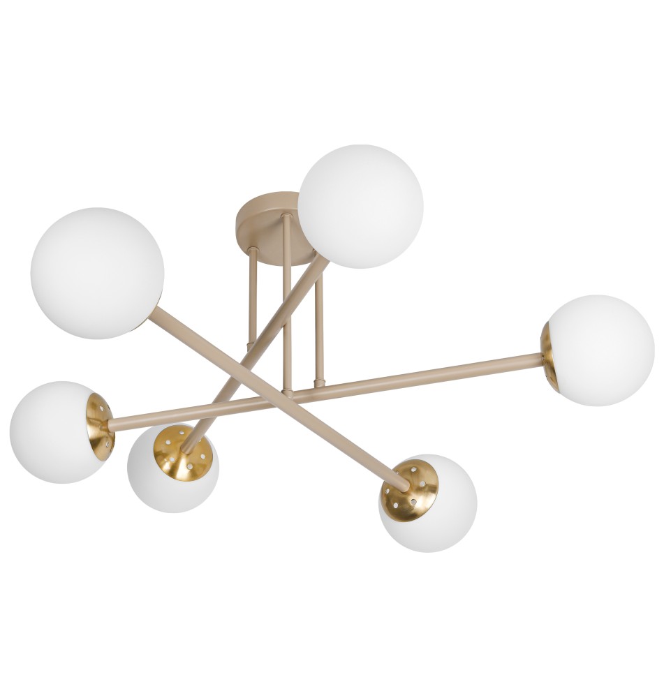 Żyrandol LED E27 Bali-12 74cm x6 beż+złoty | LVT